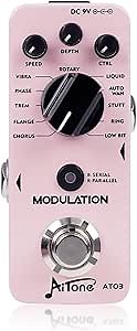 AITONE Modulation Pedal for Electric Guitar with Chorus Flanger Tremolo Phaser Vibrato Multi Digital Guitar Pedals 11 Modulation Modes (AT-03)