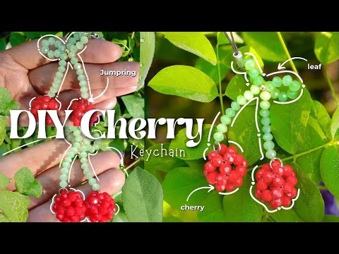 Cherry Beaded Keychain Tutorial 🍒 | Seed Bead DIY | Cute Handmade Charm #diy #cherry #tutorial