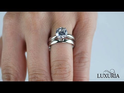 Silver wedding ring sets | 2 piece wedding ring set | Sterling silver bridal sets | Luxuria