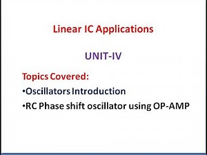 Oscillators Introduction | RC Phase shift Oscillator Using OPAMP | LICA U-4-1