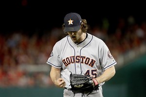Women flash Astros pitcher Gerrit Cole on live TV during World Series