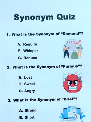 Synonym Quiz - Can you get 6/6? Follow For More Interesting Quizzes I #quiz #quiztime #synonyms #knowledge #triviachallenge