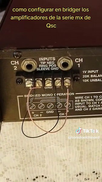 Configuración de amplificadores Serie MX de Qsc en modo bridge