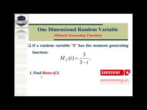 #172 ll If a random variable X has the MGF of M(t)=3/(3 - t), find the Mean(X), Var(X) & S.D of X.