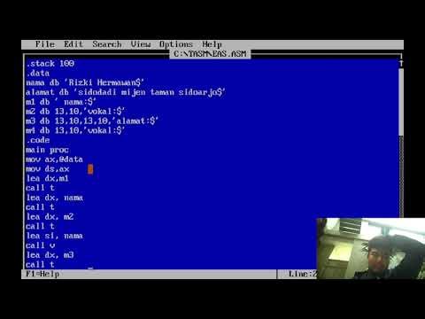 Programming Displaying Name and Address with Vocal Character using Procedure Assembly Language TASM