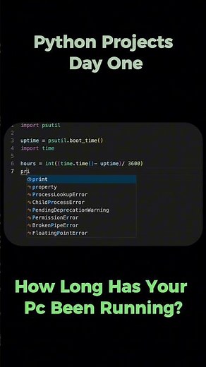 How Long Has Your Pc Been Running? #coding #python #shorts