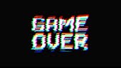 Game Over. Bright and dynamic pixel animation with glitch distortion...