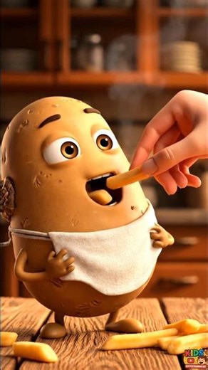 Cute Potato Eating Fries | Funny Animated Food Video