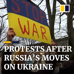 26K views · 470 reactions | Crowds rallied near Russian embassies in the French, German, Ukrainian and Bulgarian capitals to protests against Russia’s recent moves on Ukraine. | South China Morning Post | Facebook