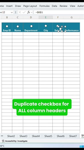 Create an Interactive Checkbox Sort in Excel – No VBA Needed! ☑️🤯 ⚡#exceltips #viral #shortreels