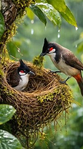 123K views · 4.3K reactions | A Red-whiskered Bulbul carefully builds its nest during the rainy season, weaving twigs and moss with remarkable precision. A quiet moment that shows the beauty of nature, patience, and instinct in the wild. ☔ #RedWhiskeredBulbul #BirdNest #WildlifeDocumentary #NatureLovers #BirdWatching | Grafting Examples | Facebook