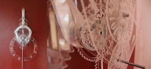 Handmade Acrylic Skeleton Clock Is An Impressive Feat Of Scroll Sawing