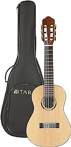 TARIO 1/4 Size Acoustic Classical Guitar 30 inch Travel Guitar Guitarlele with Case Spruce top Mahogany Body Okoume neck