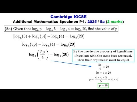 Cambridge IGCSE (2025 Add Maths) ~ Logarithmic Equation (w/ a unique real solution)