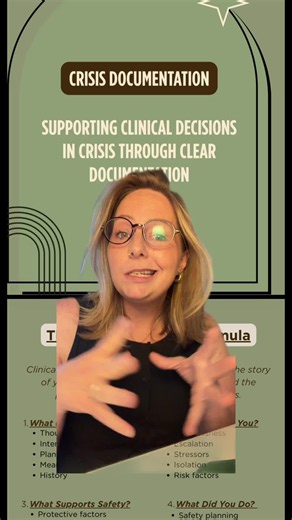Documentation during a crisis can feel overwhelming, but it’s also one of the most important parts of good crisis care. You don’t need to document everything. You need to clearly show what you assessed, what you learned, what you did, and the clinical reasoning behind your decisions. And if documentation is one of those things that makes you think, “But what am I actually supposed to write?” I made something to help. 👀 🌿 Right now, my Crisis Toolkit is FREE with the purchase of any of my crisi