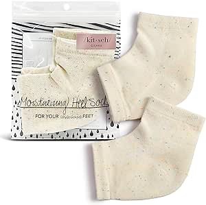 Kitsch Moisturizing Socks for Cracked Heel Treatment – Reusable Spa Socks for Women & Men with Insulated Gel Lining - Overnight Heel Socks for Dry Cracked Feet, Hydrating, Open-Toe Design - 1 Pair