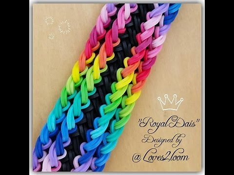 "Royal Dais" Rainbow Loom Bracelet Tutorial (4 bars wide)