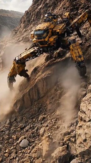 Multi-leg autonomous mining robot stabilizes cutting operations on extreme terrain. #AutonomousEarth