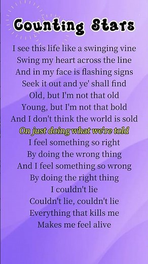 OneRepublic - Counting Stars (Lyrics)