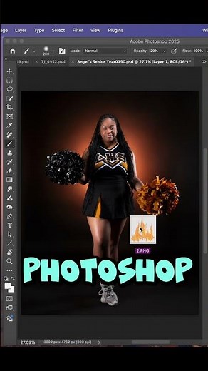 Turn up the heat! 🔥Learn how to add a fire overlay in Photoshop in seconds! #photoshoptutorial