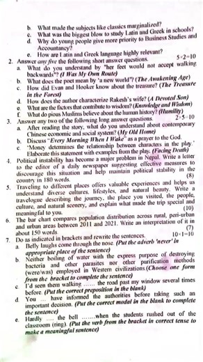 second term examination question of class 12 Compulsory English.