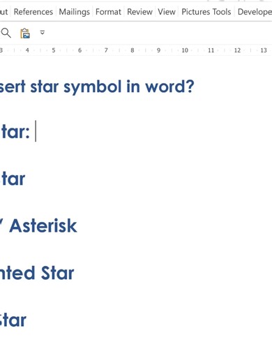 How to Insert Star Symbol in Word