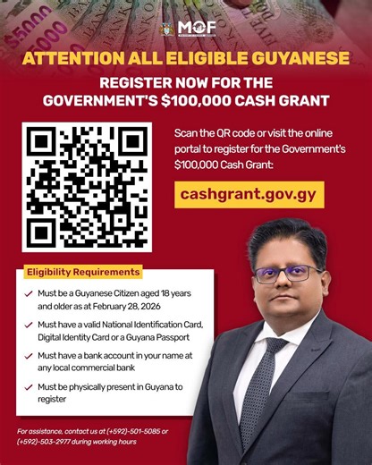 GY$100,000 cash grant online portal goes live – finance minister