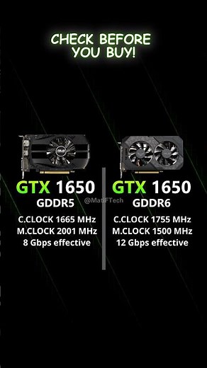 GTX 1650 GDDR5 vs GTX 1650 GDDR6 ⚔️ #gpu #pcbuild #pcgamer