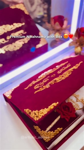 Adiba Mirza on Instagram: "✨ Introducing Our Premium Nikah Nama Set ✨ Celebrate your sacred bond with elegance, love, and timeless beauty 💍 This exquisitely crafted Nikah Nama is more than just a document — it’s a keepsake that reflects the purity and grace of your union. 💫 💌 Make your special day even more memorable — where love meets tradition in the most beautiful way. 🌙 “And among His signs is that He created for you mates from among yourselves that you may find peace and tranquility in 