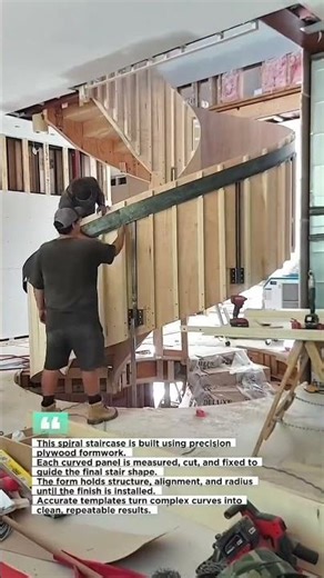 Building a Perfect Spiral Staircase with Plywood Forms #Construction #Carpentry #Stairs