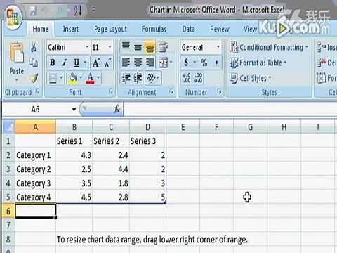英- 微软Word 2007教程 - 添加Microsoft Excel图表 视频