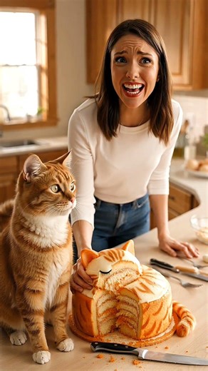 Real Cat Attacks Woman for Cutting a Cake Cat! | Hyper-Realistic Viral Home Video
