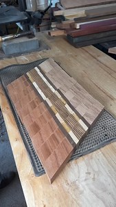 The Zebrawood in the center of this cutting board really makes the chevron pattern pop!! #woodworking #woodwork #woodworker #workshop #chevron #cuttingboard | Colors Of The Wood