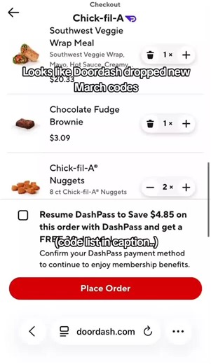 ⤵️ DoorDash March Discount Codes That Works (2026) 1️⃣ 🔥 50% Off — RECAPANDCHILL50 Takes a big chunk off for some accounts with DashPass. I usually try this one first. 2️⃣ 💳 $750 DoorDash Credit — once per account ⭐️ Found this on Dashbites.store There’s an explanation there. 3️⃣ 🍟 25% Off — YAY20OFF4 Around $5 off some orders. Works sometimes depending on the account. 4️⃣ 🍔 20% Off — DASH2HOME Takes a few dollars off delivery for some people. Worth trying. 📌 Save this so you don’t forget n