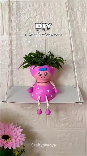 DIY Cute Doll planter from waste bulbs | Home decor ideas #diy #roomdecor #shorts #craft