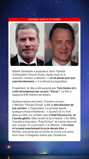Travolta refuse Forrest Gump