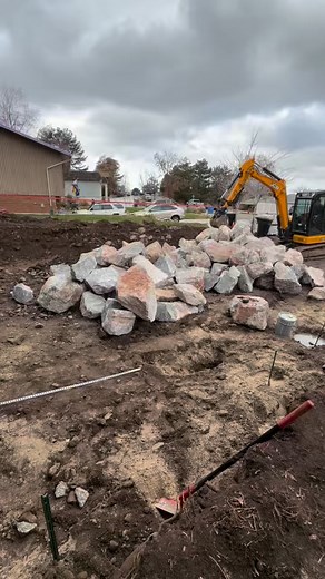 This is the first step to building a wall after rocks show up. -I will sort them out so that it will make the install easier. I like to know how many big rocks I have so I make sure I use those first and where they are most important. -Then next is make sure your grade is right. Check it out and leave a like! www.rockcreationsut.com 8015560710. . #utah #excavation #rockwall #transformation #workhardplayhard #bebetter #gitrdone #jcb #excavationlife #fyp#kickass #jcb #utahbusiness #utahcontractor 