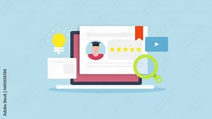 Online education degree, digital course certificate - Study, school collage, e-learning concept. 2d animation 4k video clip.