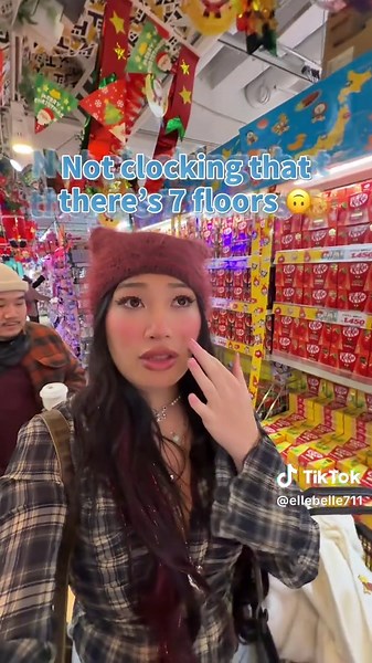 Exploring all 7 floors of this massive mega Don Quijote 😍 #donquijote #sanrio #usahana #hellokitty #chococat