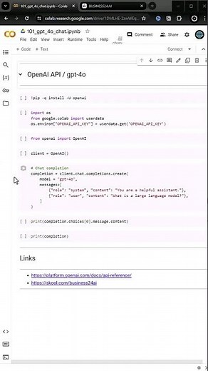 Connect to gpt-4o using OpenAI in Colab