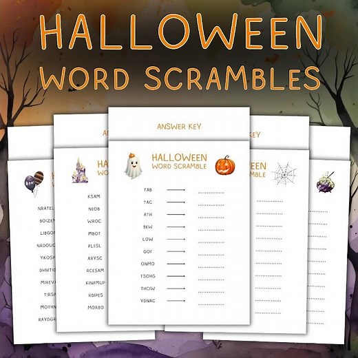 Halloween Word Scramble Puzzle Games for Kids