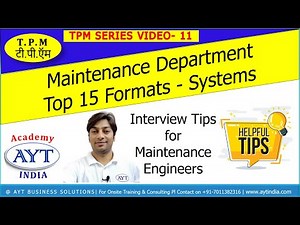 USEFULL Tips - Maintenance Engineers| Maintenance Department - Top 15 Formats - Systems |AYT India