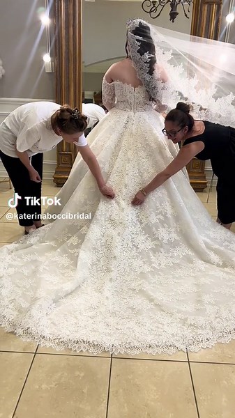 Elegant American Bustle Wedding Dress by Katerina Bocci