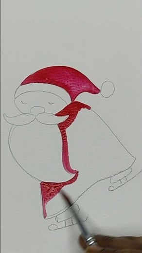 Easy Watercolor Santa Claus Painting for Christmas Cards