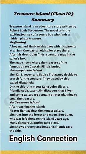 Treasure Island Summary in English | Class 10 Explanation | Robert Louis Stevenson KSEEB chapter 1