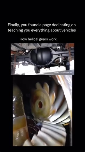(◕‿↼) 𝓔𝔁𝓹𝓮𝓻𝓲𝓶𝓮𝓷𝓽 𝓶𝓮𝓭𝓲𝓪 , on Instagram: "shows you something interesting everyday 🙏🧠 - Helical gears work by using angled teeth cut around the gear’s circumference, allowing them to engage more gradually and smoothly than straight-cut (spur) gears. Here’s how they operate: 1. Angled Teeth – The teeth are cut at an angle to the gear’s axis, creating a helical shape. This design causes the teeth to engage gradually as they slide into each other, reducing noise and vibration. 2. Con