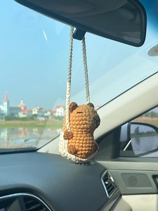 Crochet Capybara Car Hanging, Crochet Capybara Ornaments, Rearview Mirror Charm, Cute Accessory, Car Decorations, Car Charm, Gift for Her - Etsy