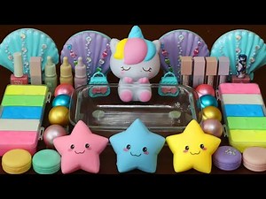 Mixing”Unicorn” Eyeshadow and Makeup,parts,glitter Into Slime!Satisfying Slime Video!★ASMR★