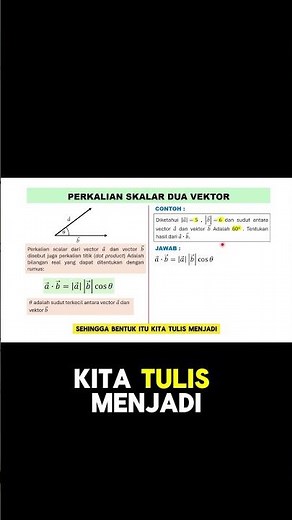 VEKTOR : Contoh Soal cara menghitung Perkalian titik/Dot Product dua vektor dengan Sudut 60