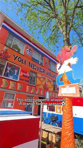 🤯Imagine living on the most Orange street in the world.. #netherlands #worldcup #marktwegdenhaag
